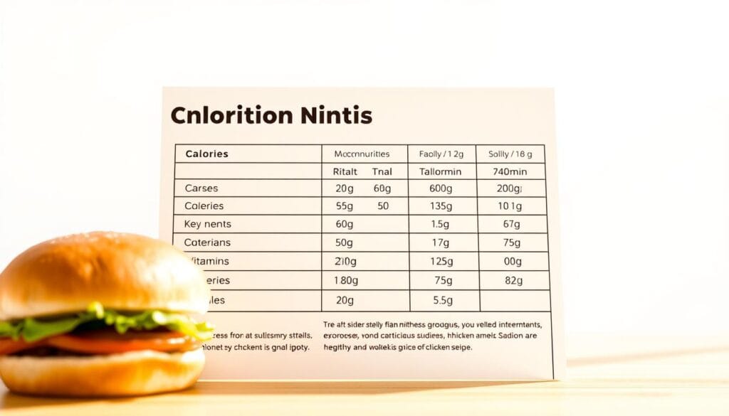 nutritional information for chicken sliders